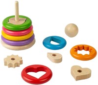 BigJigs jouet d'empilage en bois formes secrètes 16 pièces bois FSC-2