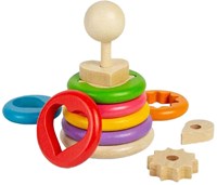 BigJigs jouet d'empilage en bois formes secrètes 16 pièces bois FSC-3