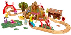 BigJigs houten treinset monster - kleurrijke speelgoedset 50-delig