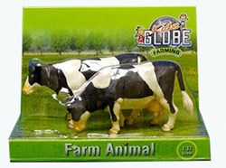 Kids GLOBE boerderij koeien zwartbont 1:32 speelgoed dieren set