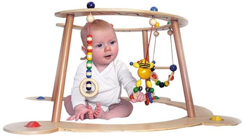 Hess jouet en bois studio d'activité bébé - entraîneur de motricité multicolore-2