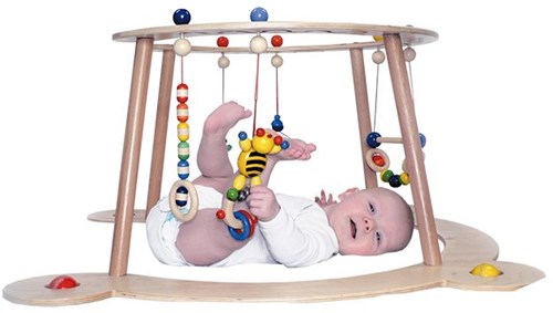 Hess jouet en bois studio d'activité bébé - entraîneur de motricité multicolore-3