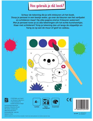 Ballon kleurboek dieren met verfpalet en penseel voor kinderen-2