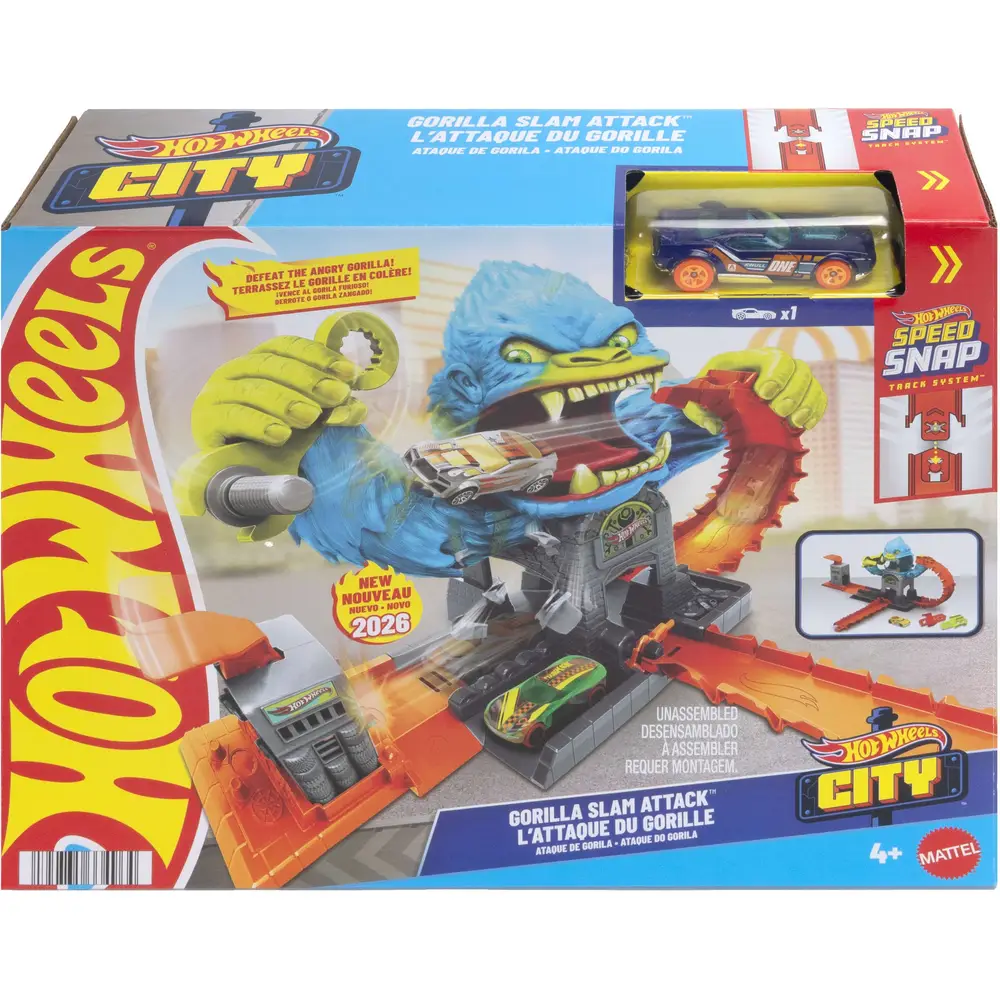 Hot Wheels coffret de jeu Gorilla Repair Shop circuit et voiture
