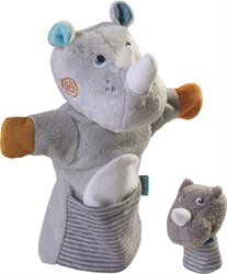 HABA Handpop Neushoorn met baby