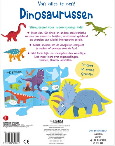 Rebo livre de recherche dinosaures avec autocollants - livre éducatif pour enfants-2