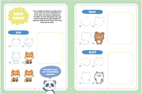 Rebo tekenboek kawaii dieren tekenen voor kinderen 6+ creatief-3