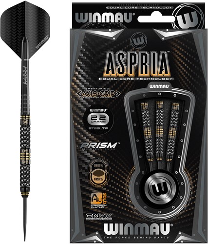 Winmau dartpijlen Aspria 24 gram tungsten steeltip set goud