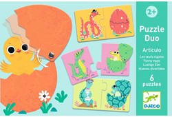 Djeco puzzel duo-trio grappige eieren FSC dieren speelgoed