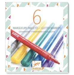 Djeco kleuren 6 glitter markers - sweet