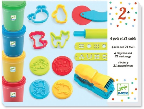 Djeco 4 pots et 21 outils pâte à modeler