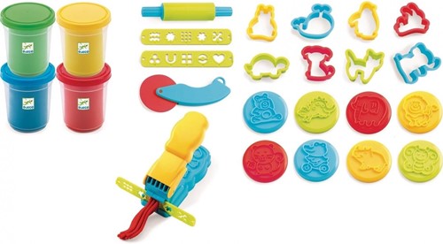 Djeco 4 pots et 21 outils pâte à modeler-2