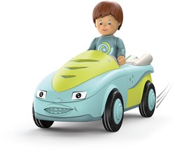 Toddys voiture jouet Freddy Fluxy avec figurine mobile et moteur à volant d'inertie