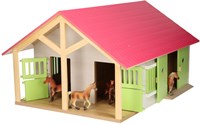 Écurie jouet en bois rose avec 2 box et rangement - Échelle 1:24-3