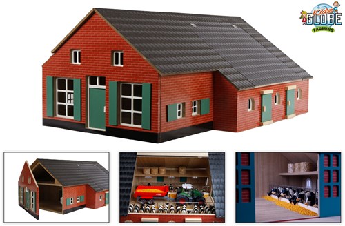 Kids GLOBE ferme en bois jouet avec étable ferme échelle 1:32-2