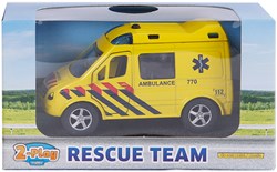 Ambulance speelgoedauto die-cast pull back met licht en geluid geel