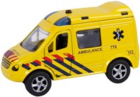 Ambulance speelgoedauto die-cast pull back met licht en geluid geel-2