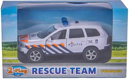 2-Play Politieauto Die-cast Pull Back met Licht en Geluid 11 cm