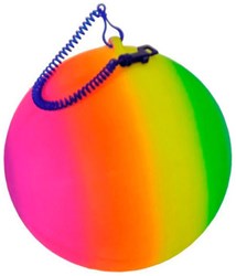 Regenboogbal met koord - kleurrijke speelbal voor kinderen