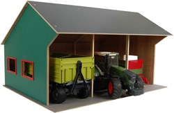 Kids GLOBE landbouwloods speelgoed schuur voor 3 voertuigen 1:16 hout