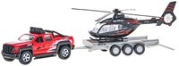Die Cast terreinwagen speelgoedauto met helikopter en trailer 35cm rood-3