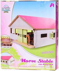 Kids GLOBE écurie jouet avec 3 boxes et manège intérieur 1:32 rose