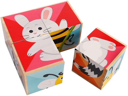 Puzzle blocs en bois animaux FSC jouet éducatif 4 pièces multicolore-2
