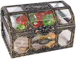 Coffre au trésor pirate jouet avec pièces et diamants 61 pièces carton