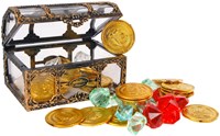 Coffre au trésor pirate jouet avec pièces et diamants 61 pièces carton-2