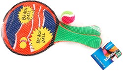 Beachballset tweezijdig strandspel 4-delig multicolor rubber