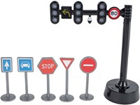 Kids Globe verkeerslicht speelgoed met 3 lichten en 5 verkeersborden-2