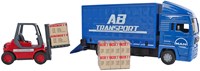 Kids GLOBE MAN vrachtwagen speelgoed met vorkheftruck 17cm rood-2