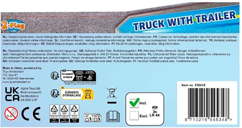 Vrachtwagen speelgoed tank-oplegger frictie licht geluid 2-Play 38cm-3