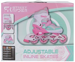 Rollers en ligne rose vert réglables taille 33-36 patins enfants