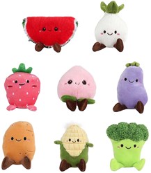 Van Manen pluche groente en fruit knuffel speelgoed 12-14cm verrassing