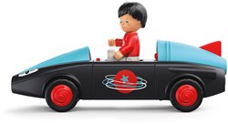 Toddys voiture jouet Sam Speedy avec lumière et son - 3 pièces - noir/turquoise - figurine articulée incluse