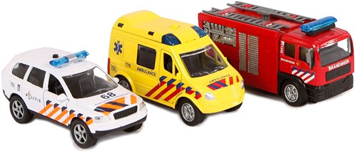 Die-Cast Giftset hulpdienstvoertuigen speelgoedauto's 3 stuks met licht en geluid-2