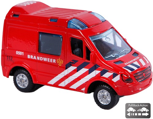 Brandweerauto die-cast pull-back speelgoedvoertuig 8 cm blauw-3