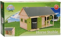 Kids Globe paardenstal houten speelgoed met 2 boxen en berging 1:32 schaal-2