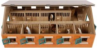 Kids GLOBE houten paardenstal speelgoed met 9 paardenboxen 1:32 schaal-2