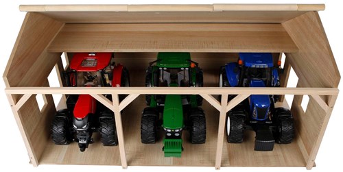 Kids GLOBE grange agricole en bois jouet 1:16 pour 3 tracteurs-3