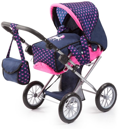 Bayer Chic 2000 poppenwagen City Star blauw en roze - verstelbare duwstang-2