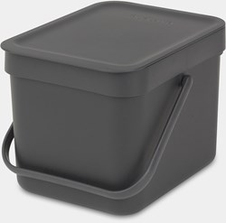 Brabantia afvalemmer Sort & Go 6L grijs - compacte prullenbak keuken