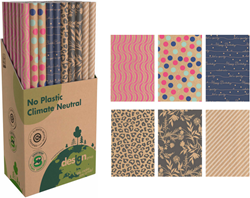 Design Group cadeaupapier Kraft met print 70x200cm duurzaam