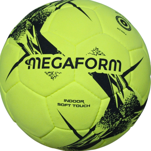 Megaform zaalvoetbal futsal bal geel SoftTouch vilt maat 5