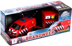 Kids GLOBE Volkswagen brandweerwagen speelgoed met aanhangwagen die-cast