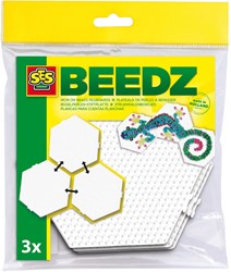 Ses strijkkralen hexagon legbord koppelbaar 3 stuks creatief speelgoed