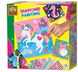 Ses Diamond painting kit créatif animaux joyeux - 4 cartes - 1440 strass