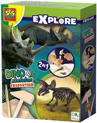 Ses jouet dinosaure - Coffret fouille dino et squelette 2en1 Tricératops