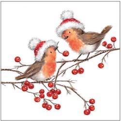 Ambiente servetten kerst tafeldecoratie Christmas robins 33cm papier